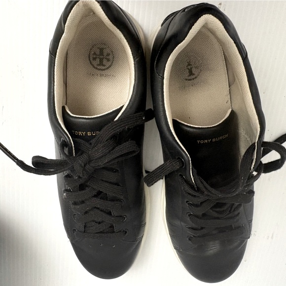 Tory Burch Howell Court Women Black Leather Lace Up Sneakers Shoes Size 10 - Picture 9 of 12